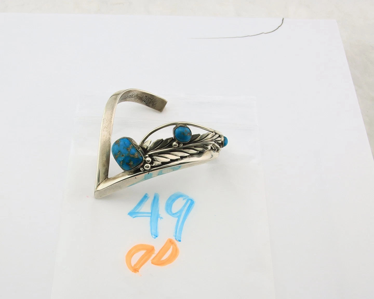 Navajo Cuff Bracelet Sterling Silver Vintage Turquoise Handmade Signed D Zachary