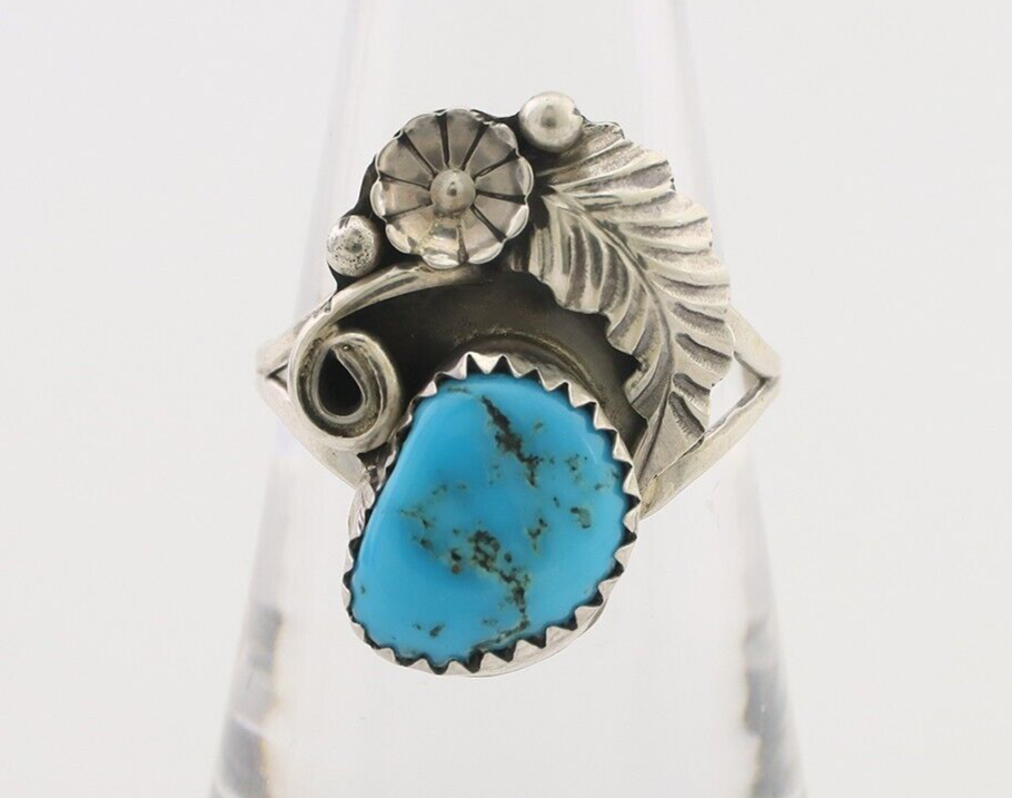 Navajo Ring 925 Silver Morenci Turquoise Native American Artist C.80's