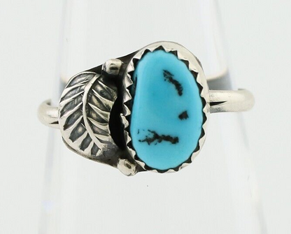 Navajo Ring 925 Silver Sleeping Beauty Turquoise Native American Artist C.80's