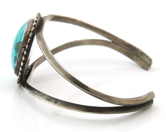 Navajo Cuff Bracelet Sterling Silver Vintage Turquoise Handmade Native Artist