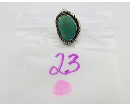 Navajo Ring 925 Silver Natural Spiderweb Turquoise Native American Artist C.80's
