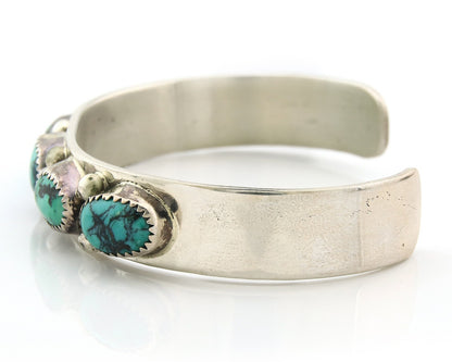 Navajo Bracelet Sterling Silver Nevada Turquoise Artist Signed C Jones