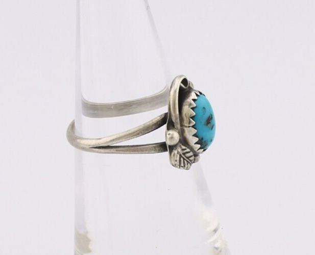 Navajo Ring 925 Silver Sleeping Beauty Turquoise Native American Artist C.80's