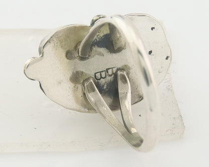 Navajo Ring 925 Sterling Natural Coral & Turquoise Signed BB C.80's Size 7.0