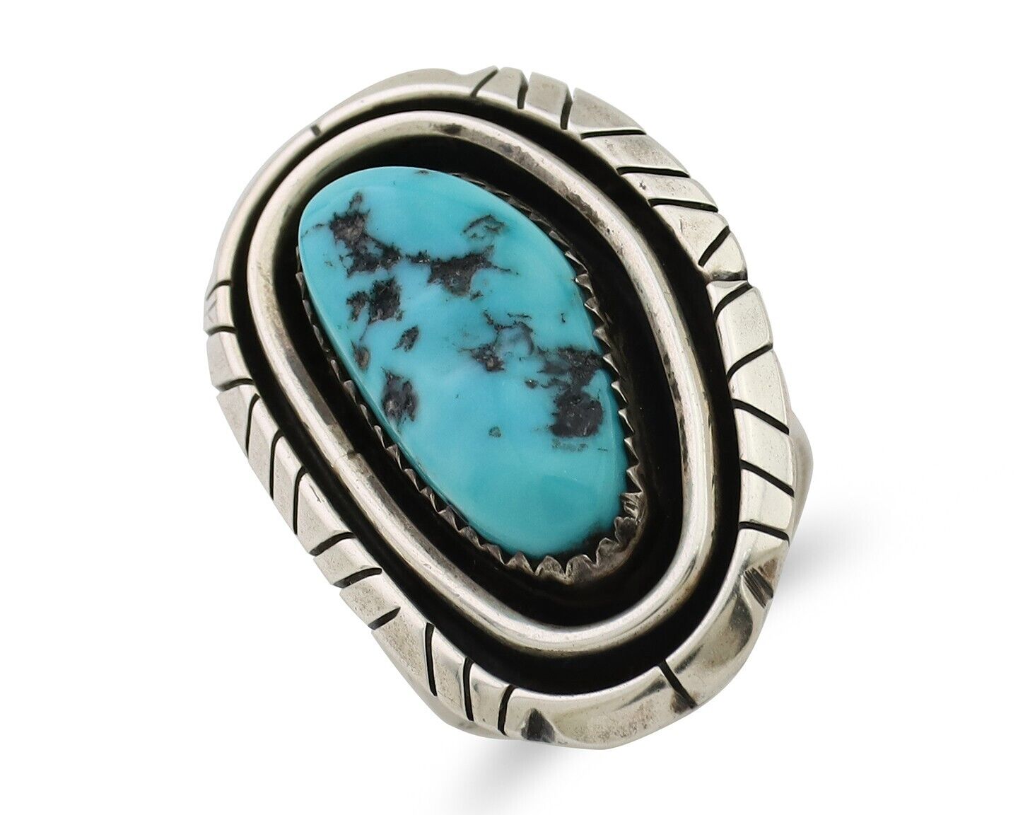 Navajo Ring 925 Silver Turquoise Native American Artist C.80's