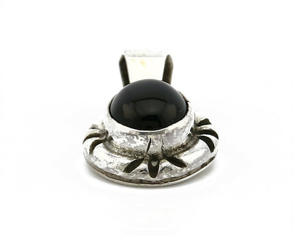 Navajo Hand Stamped Natural Mined Black Onyx in .925 SOLID Silver Pendant