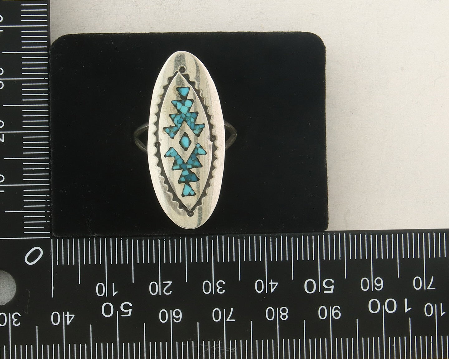 Vintage Navajo Ring 925 Sterling Turqouiuse Native American Artist Size 7.25
