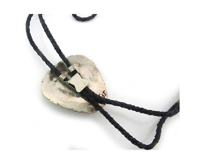 Navajo Bolo Tie Sterling Green Turquoise Vintage Authentic Traditional