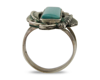 Navajo Handmade Ring 925 Silver Natural Turquoise Native Artist C.80's