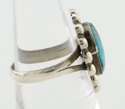 Navajo Ring 925 Silver Blue Turquoise Native American Artist C.80's