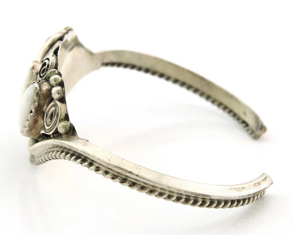 Navajo Cuff Bracelet Sterling Silver Authentic MOP Signed Justin Morris