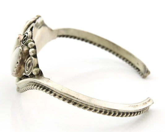 Navajo Cuff Bracelet Sterling Silver Authentic MOP Signed Justin Morris