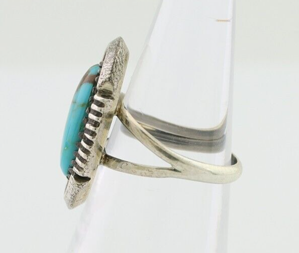 Navajo Ring 925 Silver Natural Turquoise Native American Artist C.80's