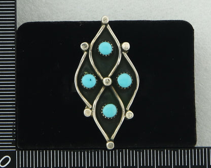 Vintage Zuni Ring 925 Sterling Authentic Natural Turquoise Native Artist Sz 6.75