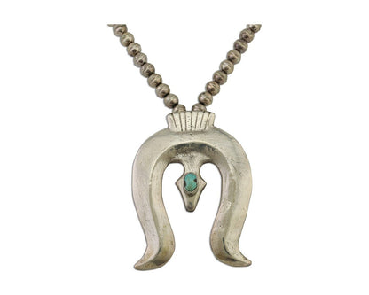 Navajo Sand Cast Necklace 925 Silver Turquoise Native American Artist C.80's