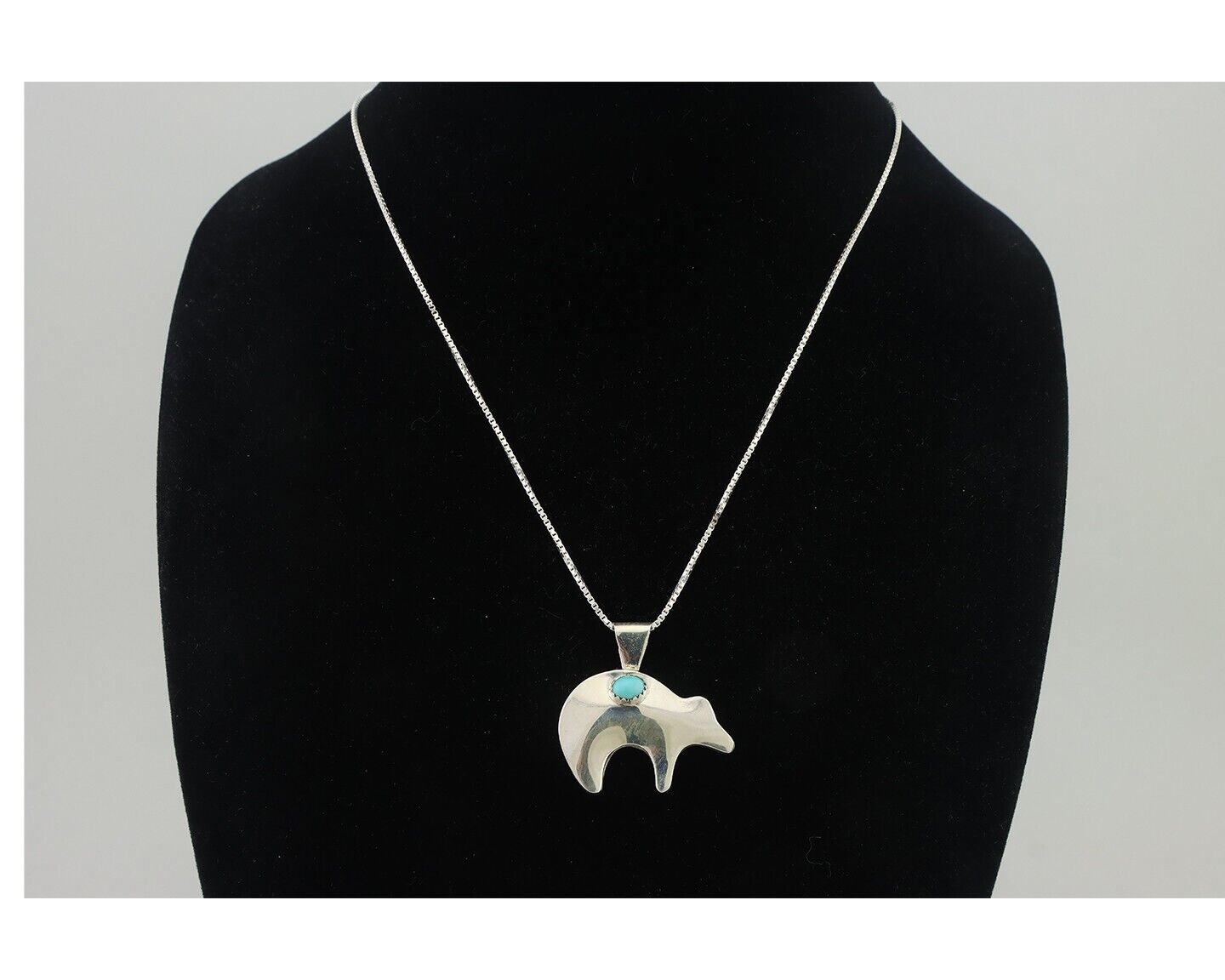 Navajo Spirit Bear Necklace Pendant 925 Sterling Silver Signed C C.80's