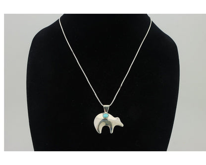 Navajo Spirit Bear Necklace Pendant 925 Sterling Silver Signed C C.80's