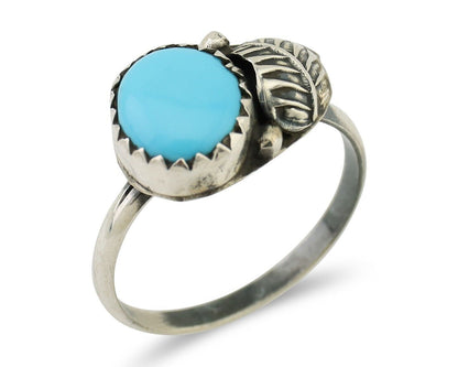 Navajo Ring 925 Silver Sleeping Beauty Turquoise Native American Artist C.80's