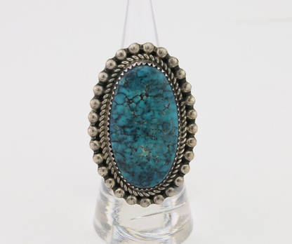 Navajo Handmade Ring 925 Silver Spiderweb Turquoise Native Artist C.80's
