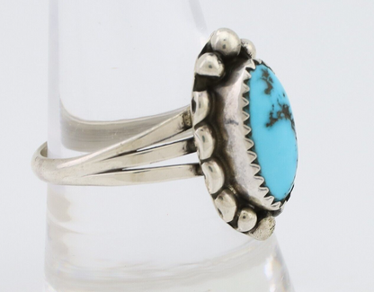 Navajo Ring 925 Silver Sleeping Beauty Turquoise Artist Signed SC C.80's