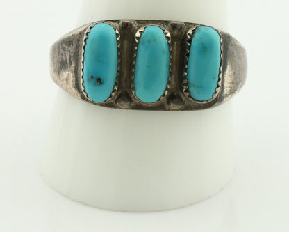 Zuni Ring .925 Silver Natural Sleeping Beauty Turquoise Signed R. LULE C.80's