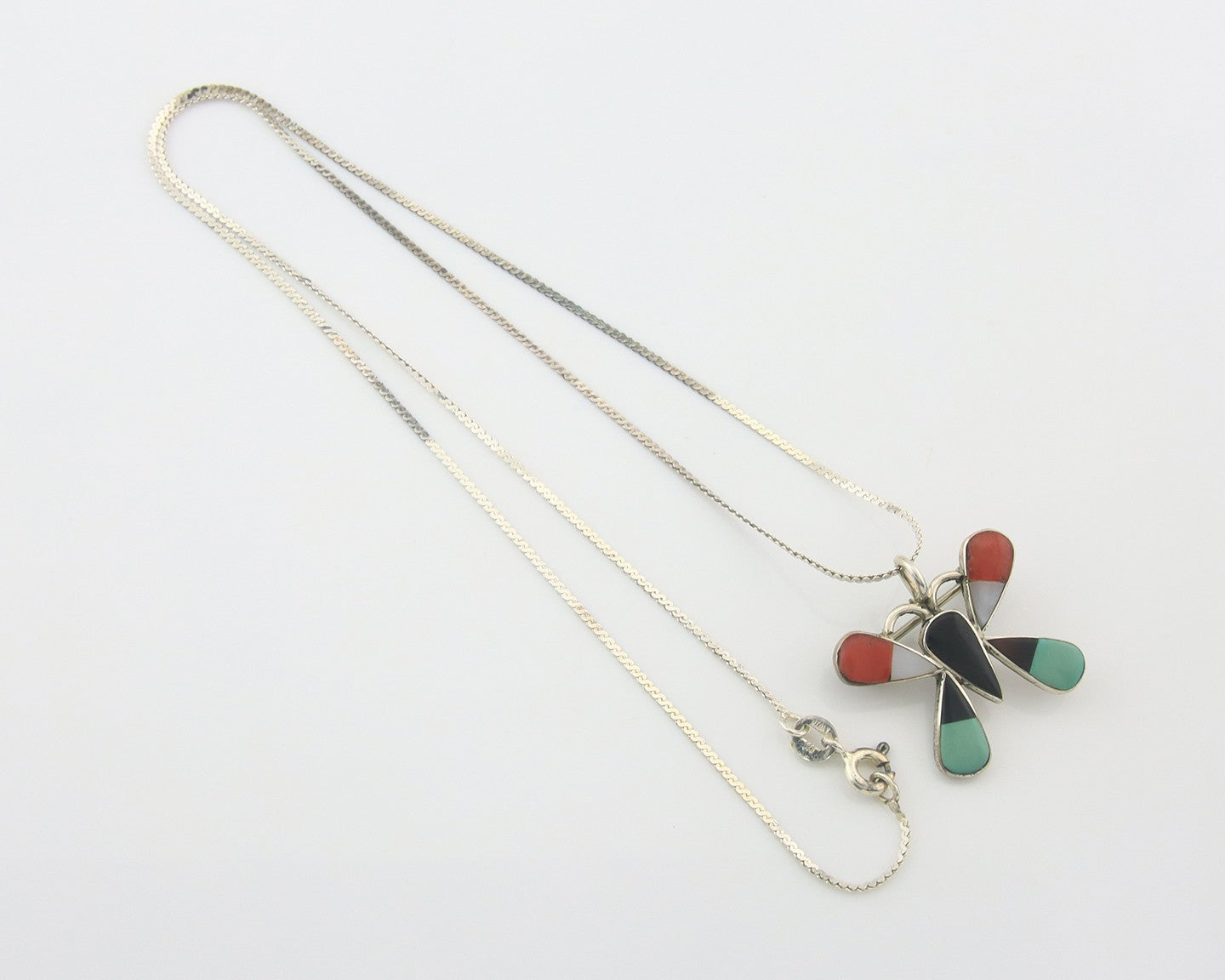 Navajo Butterfly Necklace Sterling Silver Authentic Natural Gemstone