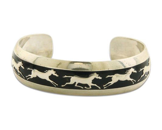 Navajo Bracelet 925 Silver Handmade Cuff Artist Signed B Webb C.80's