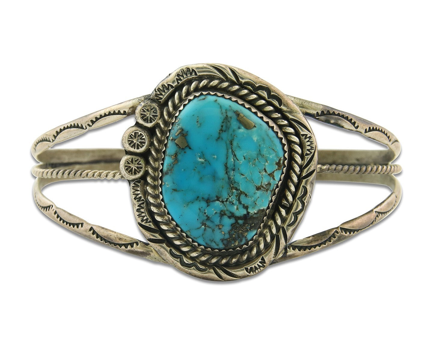 Vintage Navajo Bracelet 925 Silver Turquoise Handmade Authentic Signed SC