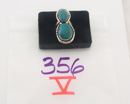 Vintage Navajo Ring 925 Sterling Authentic Turquoise Signed P Size 5.0