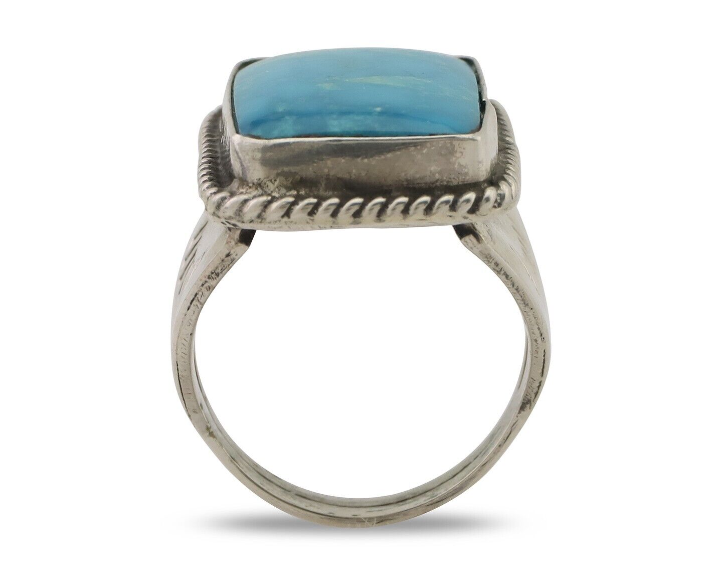 Navajo Ring 925 Silver Natural Turquoise Native American Artist C.80's