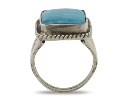 Navajo Ring 925 Silver Natural Turquoise Native American Artist C.80's