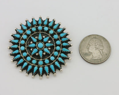 Navajo Pin Pendant 925 Silver Blue Turquoise Signed Benson Yazzie C.80's