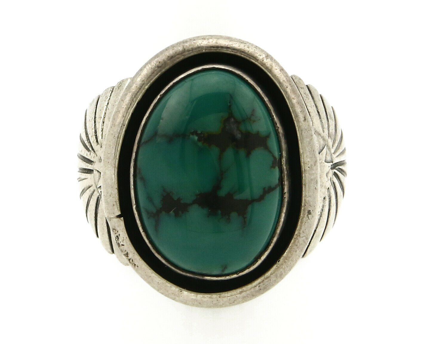 Navajo Ring .925 SOLID Silver China Mountain Turquoise Signed Doug Zachary C.80