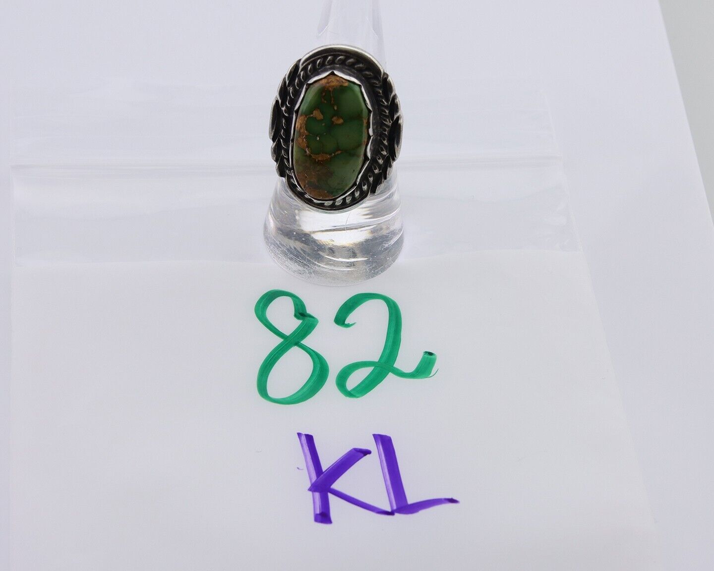 Navajo Handmade Ring 925 Silver Damele Turquoise Signed Sunrise C.80's