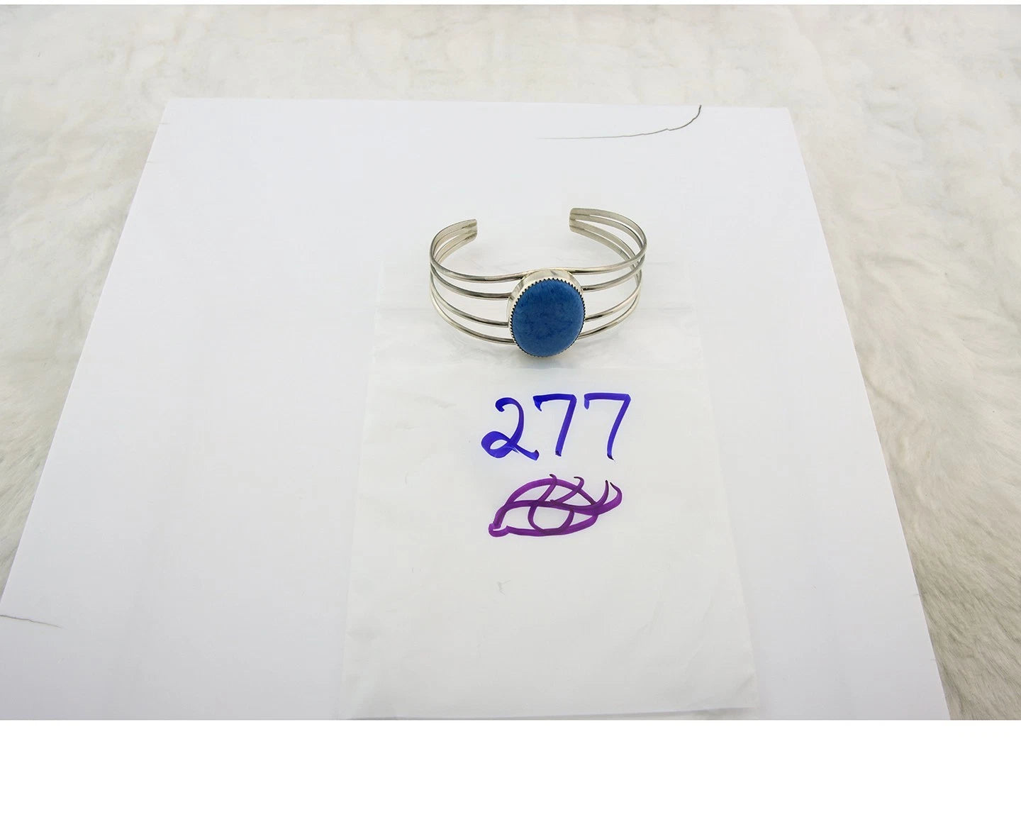 Navajo Cuff Bracelet Sterling Silver Natural Denim Lapis Vintage Handmade