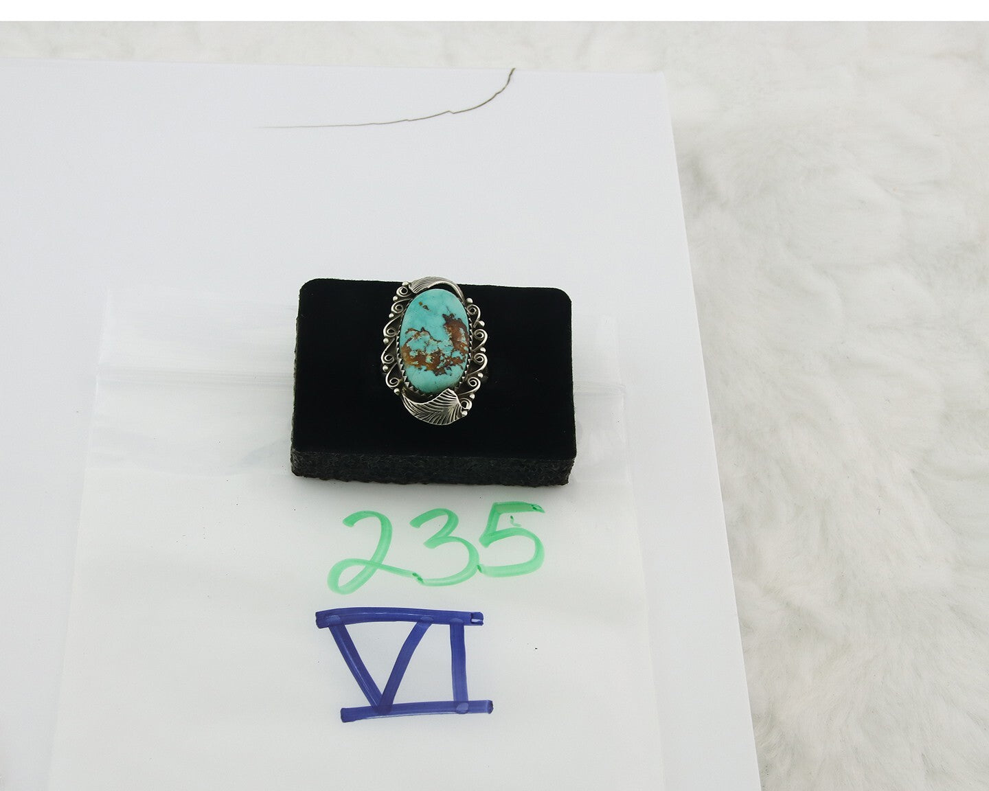 Traditional Navajo Ring Sterling Silver Authentic Turquoise Handmade Size 8.0