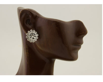 Navajo Tiwa Sun Earrings 925 Silver Native American Artist C.80's