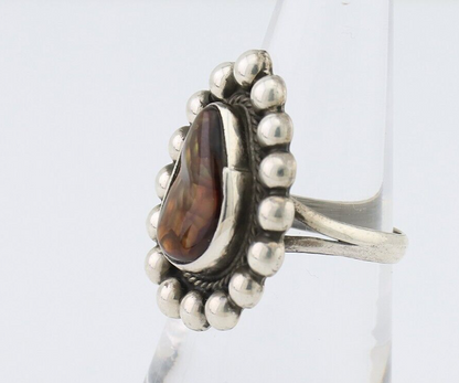 Navajo Handmade Ring 925 Silver Natural Fire Opal Native Artist Size 7.0 C.80's