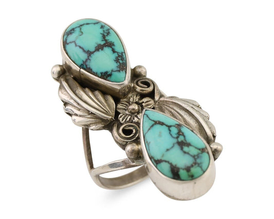 Navajo Handmade Ring 925 Silver Natural Tuquoise Artist Signed R E C.80's