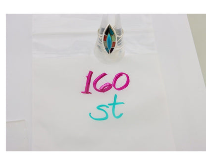 Navajo Ring 925 Silver Turquoise Shell Onyx Spiney Oyster Native Artist C80's