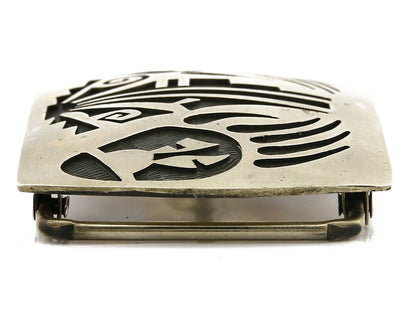 Navajo Belt Buckle .925 SOLID Sterling Silver Handmade Overlay Circa 1980's