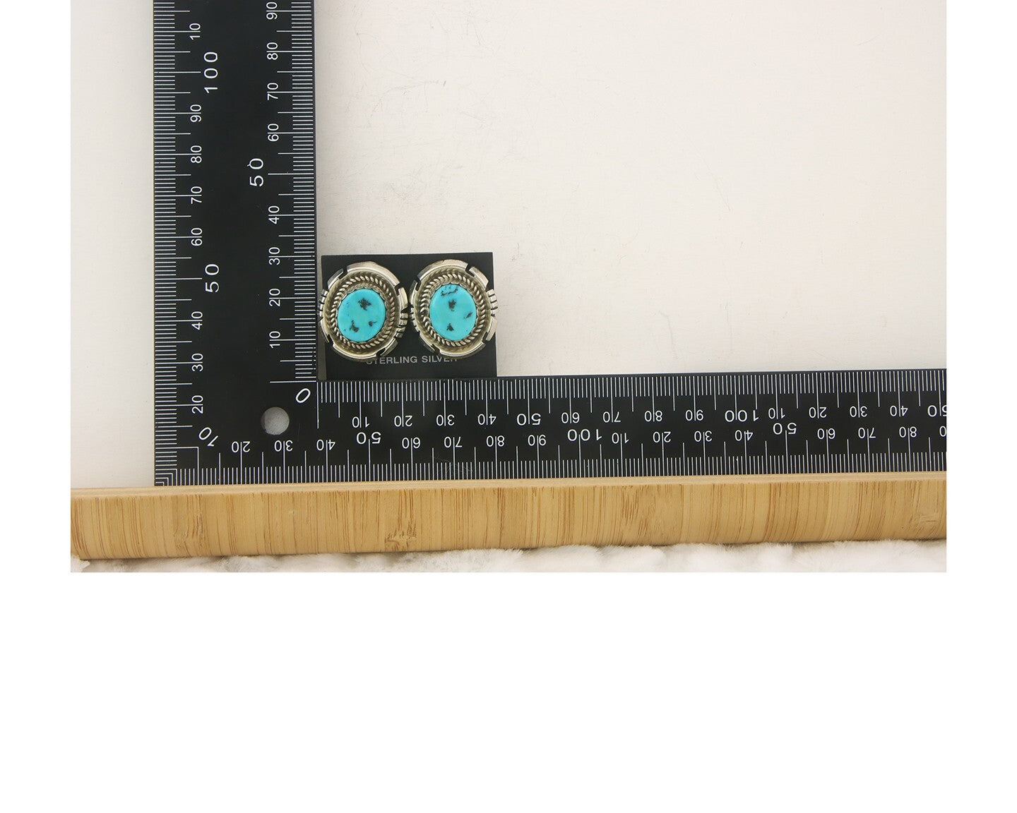 Navajo Earrings 925 Silver Natural Turquoise Native Signed Jon McCray C.80's