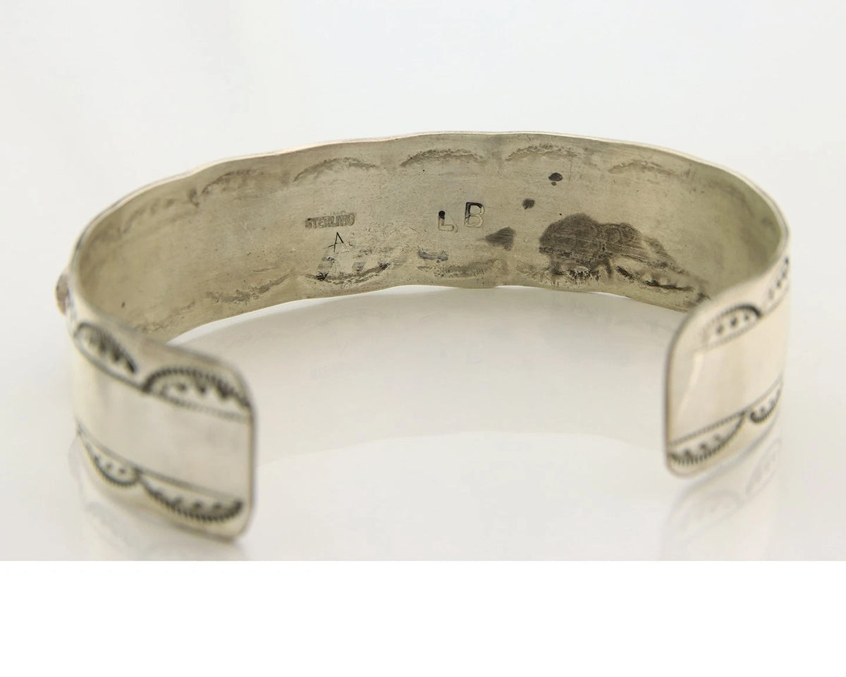 Men Navajo Cuff Bracelet Sterling Silver Natural Gemstone Vintage Signed LB