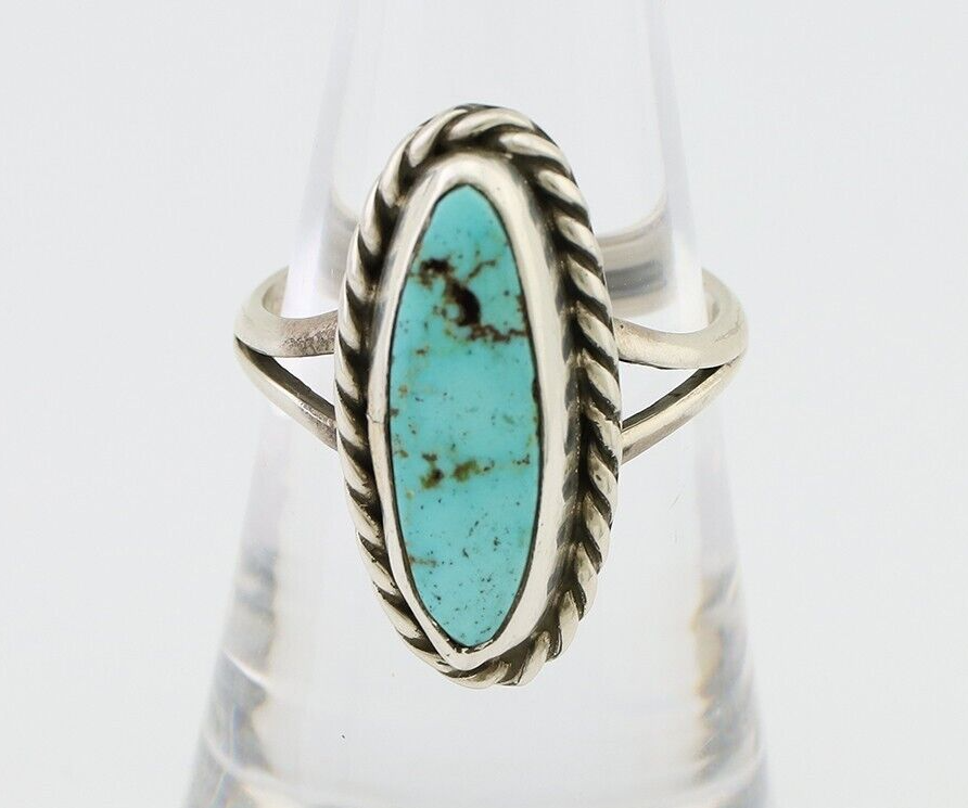 Navajo Handmade Ring 925 Silver Kingman Turquoise Native American Artist C.80's