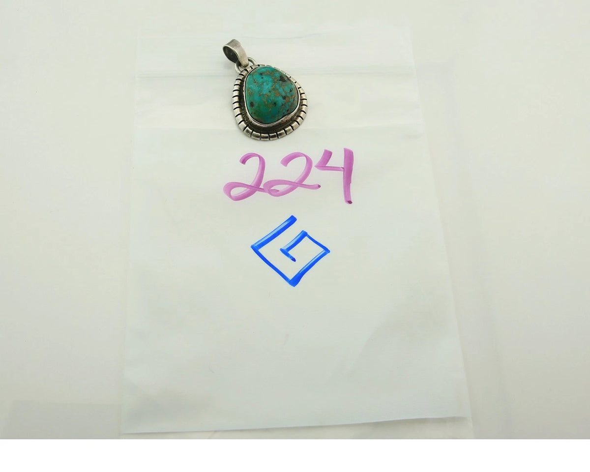 Navajo Pendant 925 Sterling Silver Natural Turquoise Handmade Vintage Artist