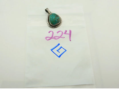 Navajo Pendant 925 Sterling Silver Natural Turquoise Handmade Vintage Artist