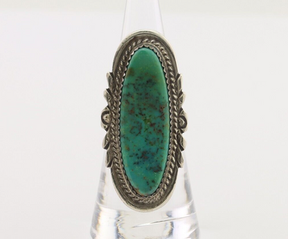 Navajo Ring 925 Silver Natural Green Turquoise Native American Artist C.80's