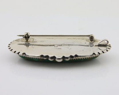 Navajo Pin Pendant 925 Silver Natural Blue Turquoise Artist Signed B C.80's
