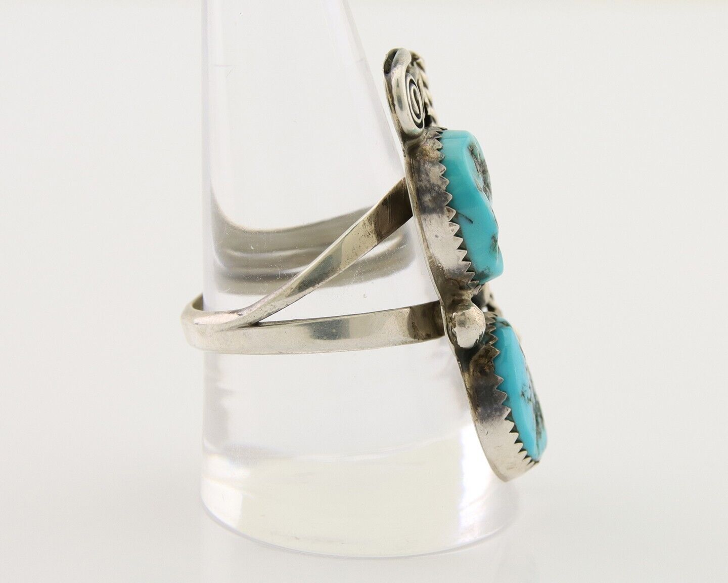 Navajo Ring 925 Silver Natural Blue Turquoise Native American Artist C.80's