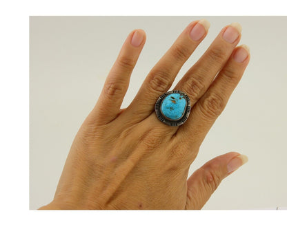 Navajo Ring 925 Sterling Silver Turquoise Native American Artist C.80's